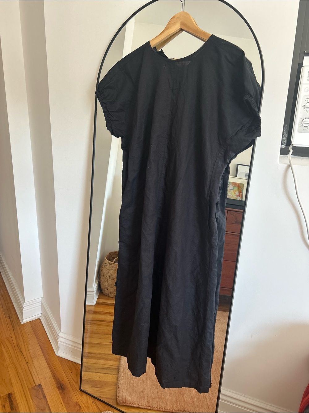 Muji Black Linen Midi Dress